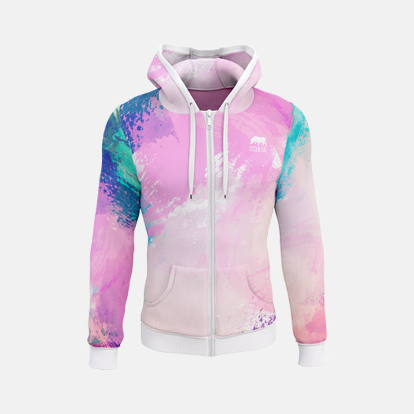 ESS-9 - Pink Color Sublimated Full Zipper Hoodies